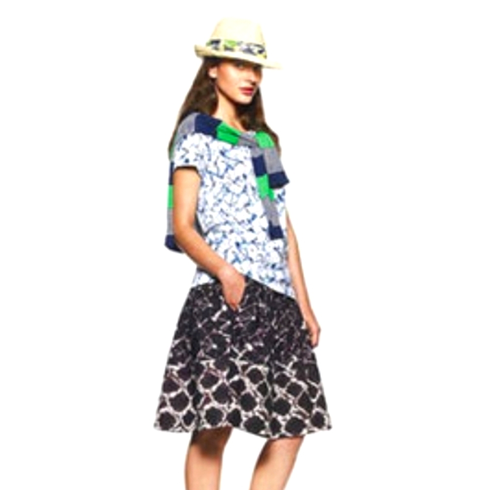 Thakoon Batik Pleated Cotton Skirt Size 1